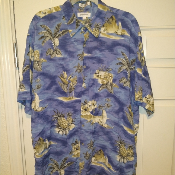 Pierre Cardin Rayon Short Sleeve Hawaiian Shirt Men's sz Large. - Picture 1 of 4